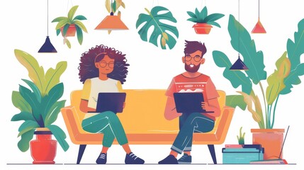 Creative flat design side view graphic design trends theme cartoon drawing vivid