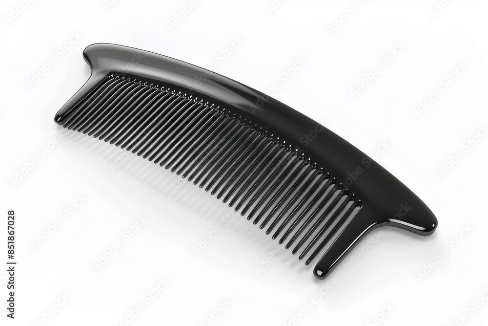 Poster a single black comb rests on a clean white surface, ready for use