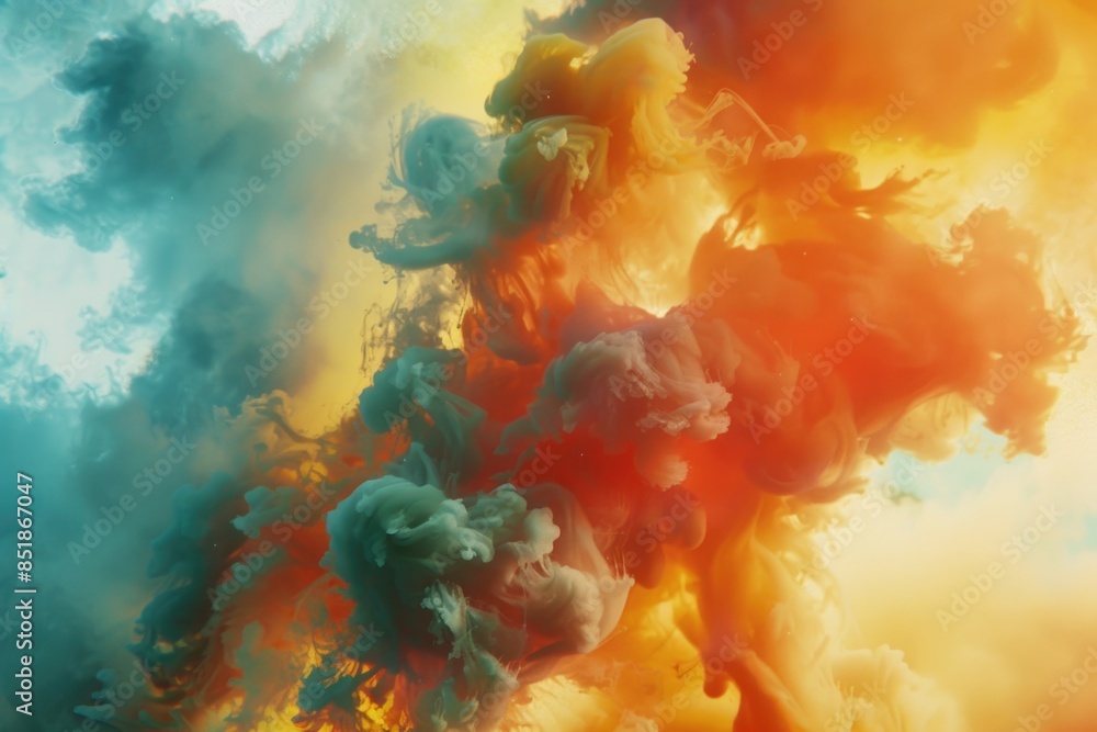 Aufkleber a close-up view of a vibrant cloud of smoke with swirling patterns and colors