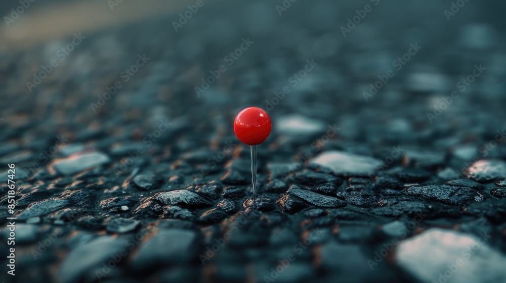 Aufkleber a small red ball is situated in the middle of a road, waiting for someone or something to react