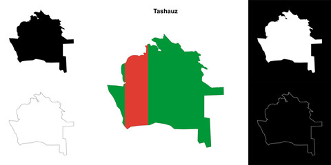 Tashauz region outline map set