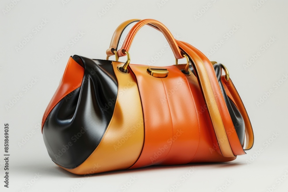 Poster a simple handbag with an orange and black design on a white background
