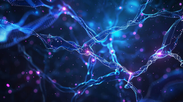 Neural Pathways: a dark blue background with intricate, glowing neural pathways.