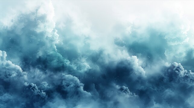 The sky is filled with clouds, and the blue color is dominant. The clouds are scattered all over the sky, and they look like they are moving