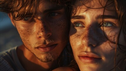 A close-up view of a man and a woman together, ideal for personal or professional use