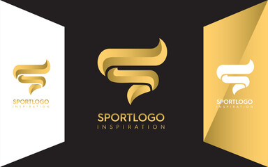 Letter S Strong logo Sport gold color