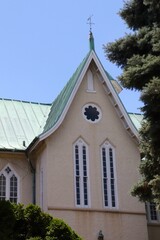 Church Architecture Green Roof Stucco Exterior