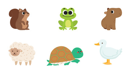 A set of cute cartoon animal collection 