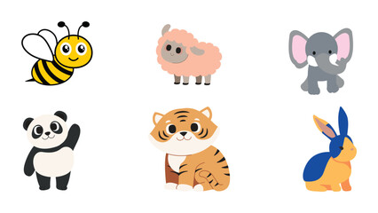 A set of cute cartoon animal collection 