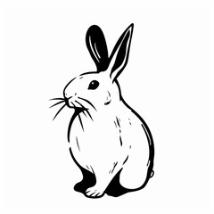 Fototapeta premium Line drawing of rabbit over white background.