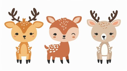 Obraz premium Deer. Flat vector illustration of cute animal. Baby nursery art.