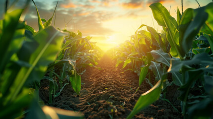 Obraz premium Blurred image. Farmers use tablets to analyze data and experiment with growing corn. AI data innovation improves cultivation efficiency for quality. Analysis of farmer corn farming agriculture concept