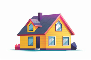 Fototapeta premium flat illustration of a colorful residential house isolated on a white background