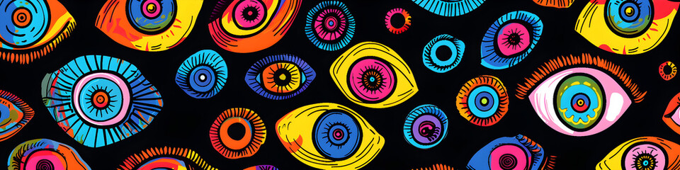 Fototapeta premium Halloween Eyeball Pattern for Gift Wrap or Fabric Design