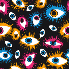 Naklejka premium Halloween Eyeball Pattern for Gift Wrap or Fabric Design