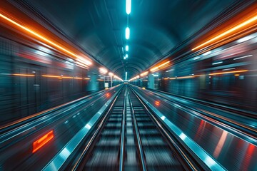 Fototapeta premium Speed, tunnel, motion, train