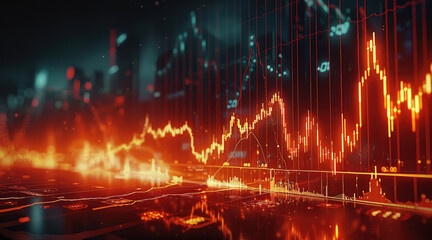 Fototapeta premium Trading graph showing rapid decline in stock prices. Generative AI.