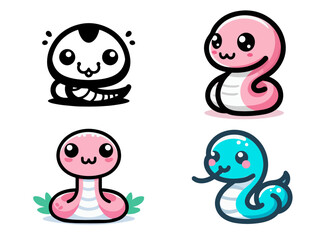 Cute Snake Vector Sweet art with white background