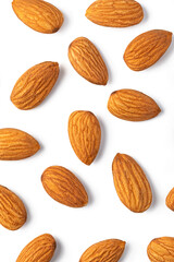 Almond nuts on white background