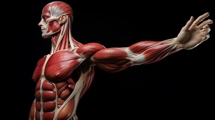Muscular system of a human body with focus on the upper limb muscles