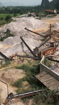 aerial view of a mineral micronization factory for cement manufacturing near the quarries in Hanoi Vietnam