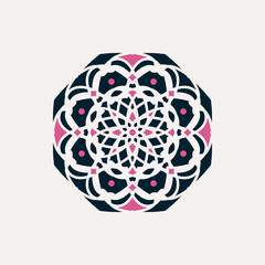 Arabic mosaic geometric symbol. Vector floral oriental ornamental logo template