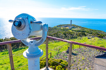 View of the Rosais lighthouse from the whale watch viewpoint. São Jorge Island-Azores-Portugal