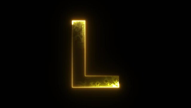 Letter  L Neon Animation on Black Background