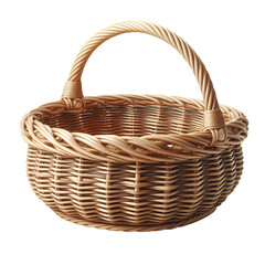 Empty wicker basket isolated on transparent background