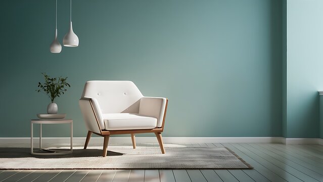Minimalist clean image of single white chair in empty room with negative space emphasizing simplicity and versatility

