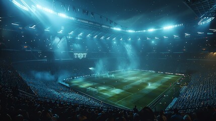 Fans in an Abandoned Soccer Stadium During the Nighttime

