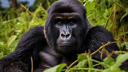 Obraz premium Jungle trek to see gorillas in Rwanda