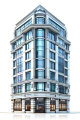 Obraz premium Modern Office Building isolated. transparent exterior cityscape architecture building assets. glass facade skyscaper