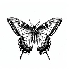 Fototapeta premium Monochrome beautiful butterfly with intrinsic patterns.