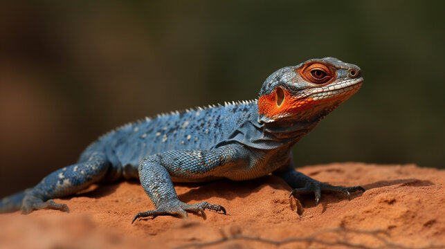 "Agama Lizard Posing: Natural Rock Setting with Blurred Background"
A captivating portrait of an Agama Lizard posing on a rock, set against a naturally blurred background that enhances its natural bea