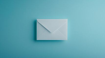 A minimalist photo of a closed white envelope on a blue background