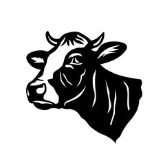 black and white cow head illustration vector 