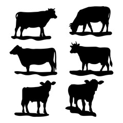 silhouettes of cows on a white background 