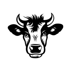 cow head silhouette logo line art concept black vector
