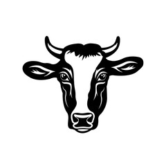 Cow head black silhouette illustration vector artwork 