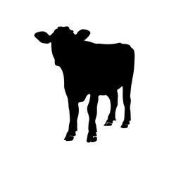 black silhouette of a cow vector 