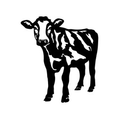 black and white cow head silhouette vector
