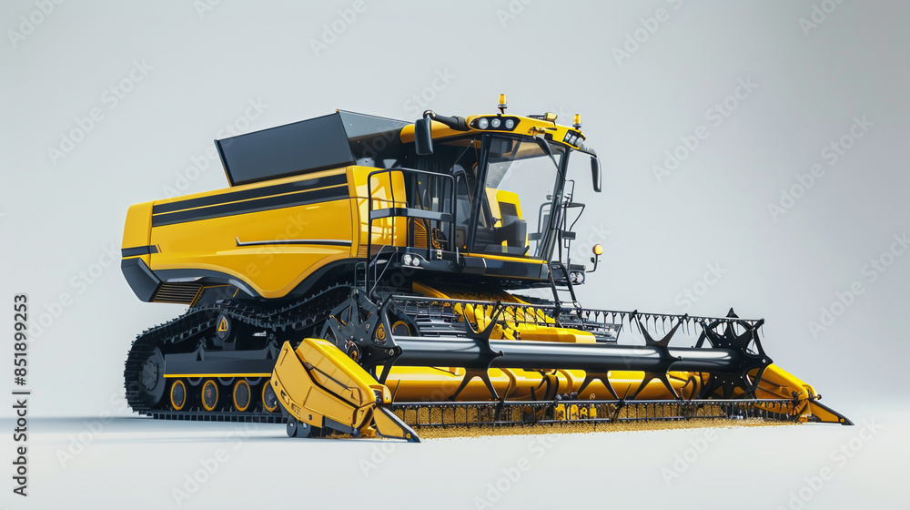 Wall mural 3D rendering of a combine harvester machine.