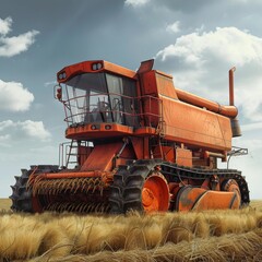 Obraz premium 3D rendering of a combine harvester machine.