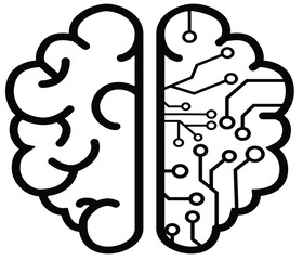 Human brain linear Artificial Intelligence Icon Logo Design