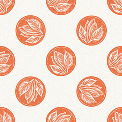 Peach fuzz botanical leaf foliage texture background with color of the year two tone linen fabric effect. Soft fresh modern woodland cottagecore design, wallpaper and on trend repeat tile textures. 