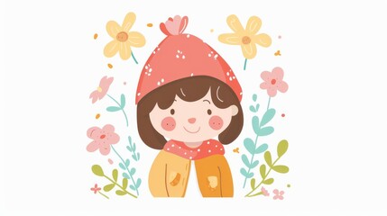 Fototapeta premium Adorable kawaii clip art of Hansel, simple illustration with flat colors, cheerful and bright on a white background