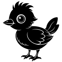 black and cartoon chicken