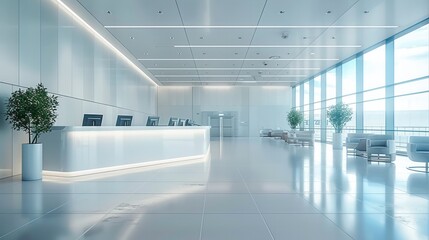 Check-in counter on white background. Generative AI.