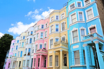 Colorful pastel houses of Notting Hill, London, England